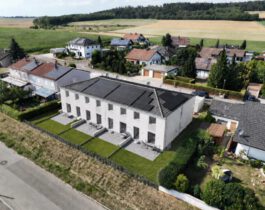 Visualisierung der fertiggestellten Reihenhäuser (KI-generiert)